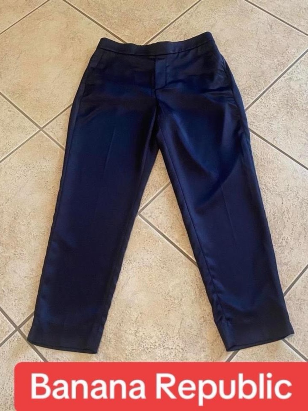 Banana Republic satin Women's Straight Leg Pants in Navy Blue